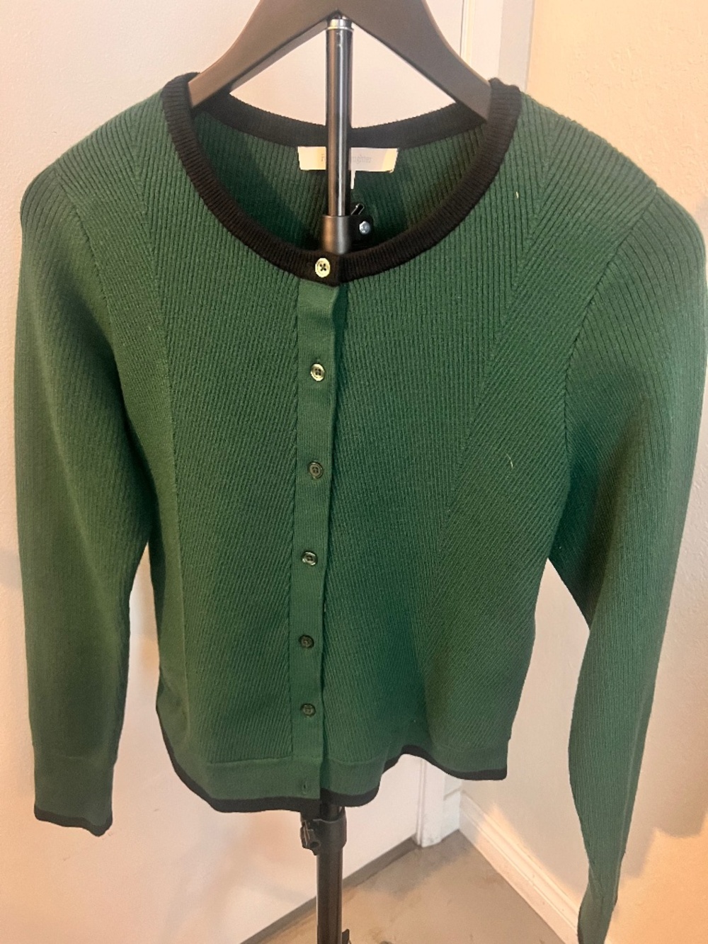 Favorite Daughter Sweetheart Cardigan Sweater with Contrast Trim | Size Medium
